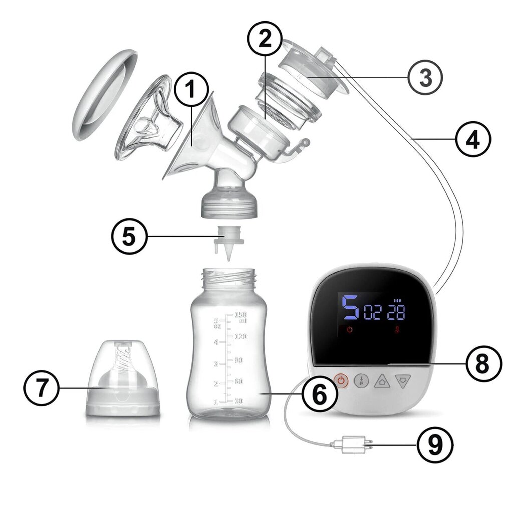 Juhtmeta kaheastmeline elektriline pientraktor kahe 150ml pudeliga hind ja info | Rinnapumbad | kaup24.ee