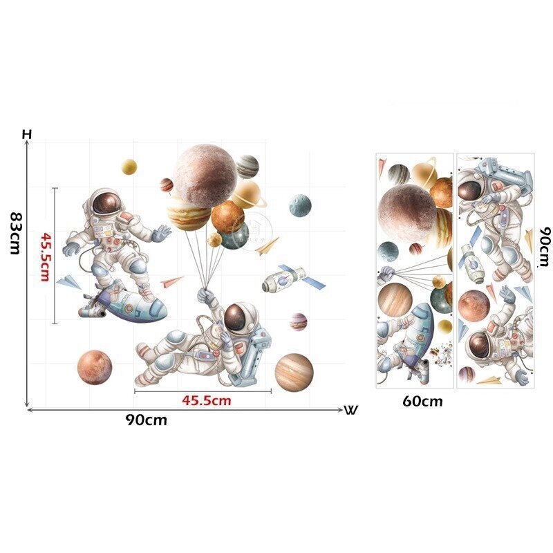 Seinakleebis lastele - Astronaudid ja planeedid hind ja info | Seinakleebised | kaup24.ee