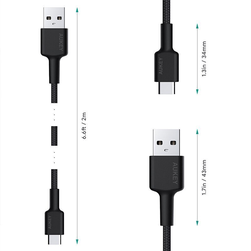 Aukey USB 3.2 Gen 1 (3.1 Gen 1) CB-CMD29, 2m цена и информация | Mobiiltelefonide kaablid | kaup24.ee