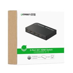 Переключатель Ugreen HDMI - 3x HDMI, 3D, 4K, 7,5 Гбит/с, 36 бит цена и информация | Коммутаторы (Switch) | kaup24.ee