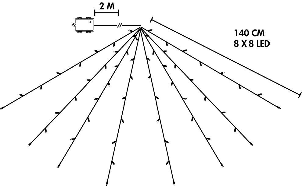 Led Dekoratiivne Valguskett 140 cm, 64 Led, soe valge, patareidega hind ja info | Jõulutuled | kaup24.ee