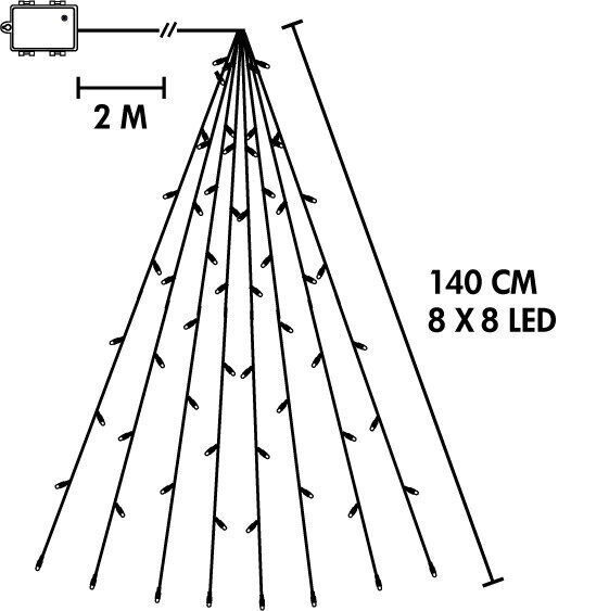 Led Dekoratiivne Valguskett 140 cm, 64 Led, soe valge, patareidega цена и информация | Jõulutuled | kaup24.ee