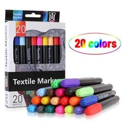 Värviliste markerite komplekt tekstiilile, 20 värvi K 13878 hind ja info | Kunstitarbed, voolimise tarvikud | kaup24.ee