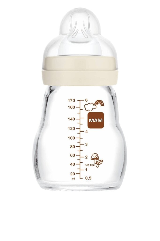 Klaasist lutipudel MAM Feel Good 170 ml, Neutral hind ja info | Lutipudelid ja aksessuaarid | kaup24.ee