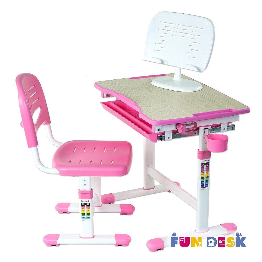 Reguleeritav laste kirjutuslaud ja tool FunDesk Piccolino, roosa цена и информация | Arvutilauad, kirjutuslauad | kaup24.ee