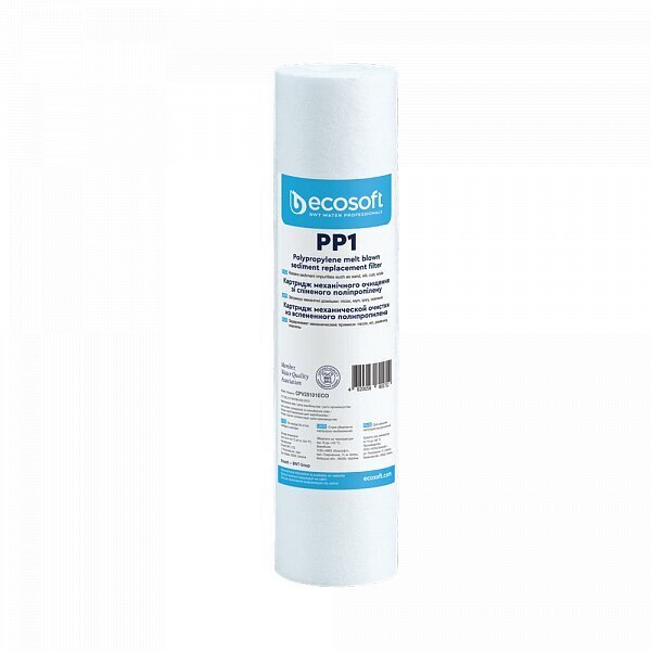 PP valmistatud polüpropüleenkiust kassett 2,5"x10" 1 mikron. ECOSOFT цена и информация | Veefiltrid | kaup24.ee