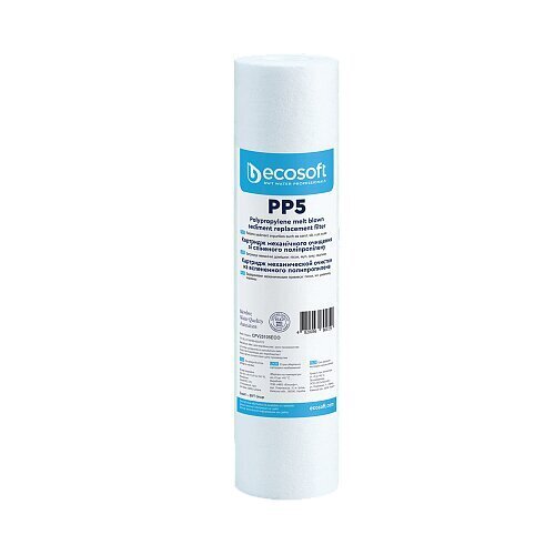 PP valmistatud polüpropüleenkiust kassett 2,5"x10" 5 mikron. ECOSOFT hind ja info | Veefiltrid | kaup24.ee