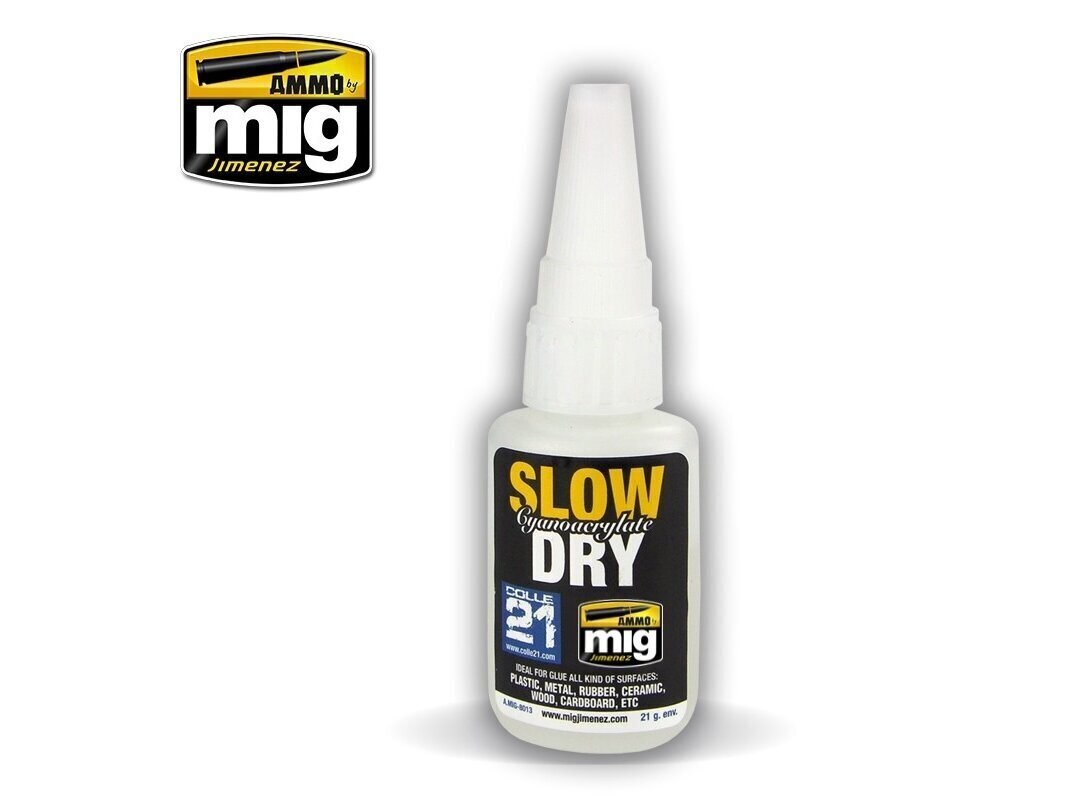 AMMO MIG - SLOW DRY CYANOACRYLATE (Liim) 21gr, 8013 цена и информация | Kunstitarbed, voolimise tarvikud | kaup24.ee