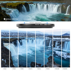 Reguleeritav ND2-400 filter, 62 mm nd2-400 (neutral density 1-8.6 Stops), rise-uk hind ja info | Filtrid fotoaparaatidele | kaup24.ee
