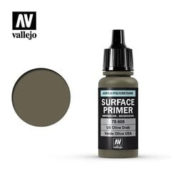 U.S. Olive Drab 17 ml. Surface Primer 70608 Vallejo hind ja info | Kunstitarbed, voolimise tarvikud | kaup24.ee