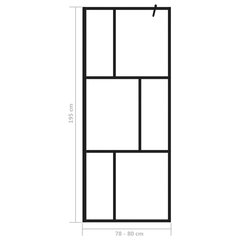 vidaXL dušinurga sein, karastatud klaas, must, 80 x 195 cm hind ja info | Dušikabiinide uksed ja seinad | kaup24.ee