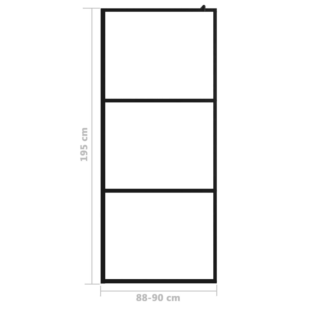 vidaXL dušinurga sein, läbipaistev ESG-klaas, must, 90 x 195 cm цена и информация | Dušikabiinide uksed ja seinad | kaup24.ee