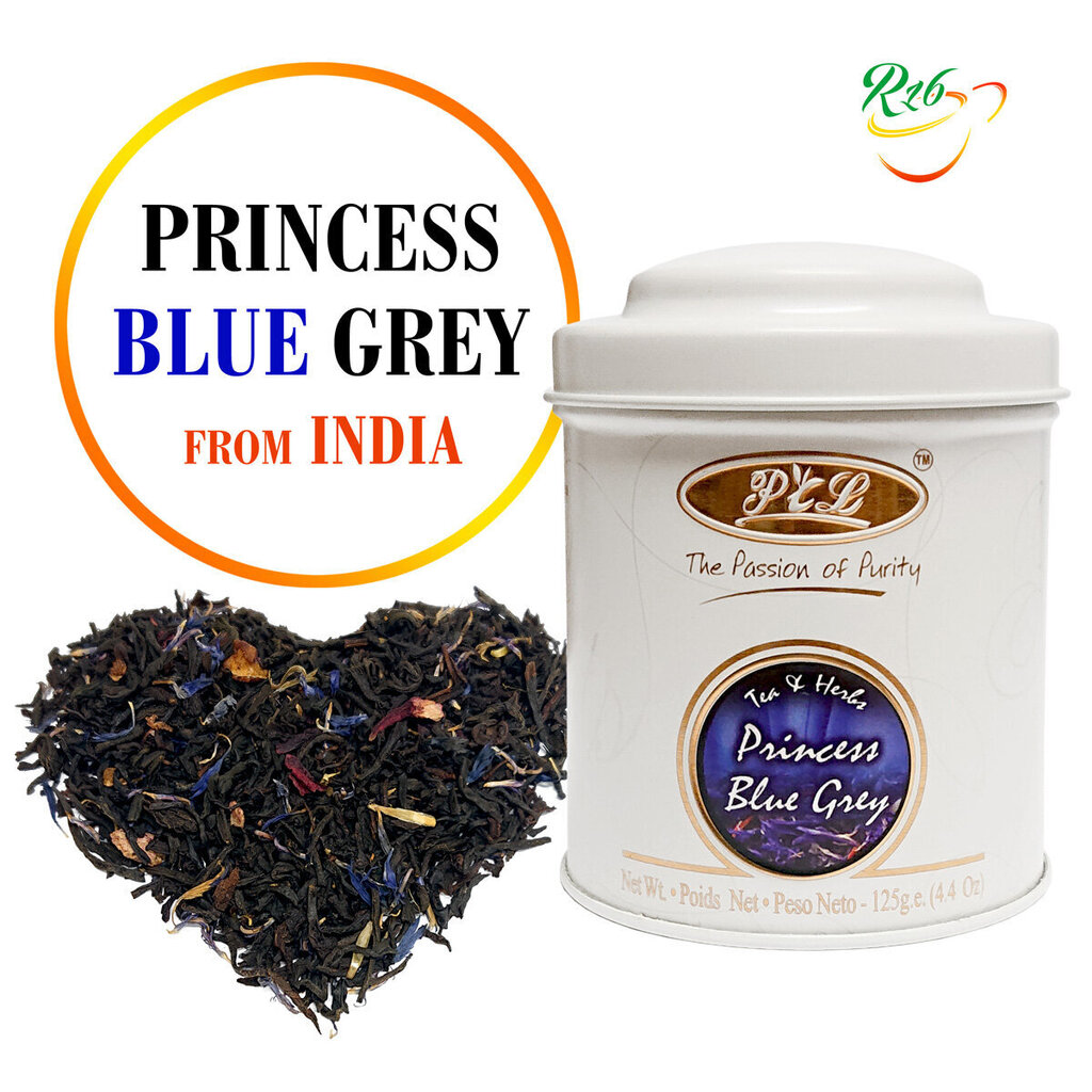 Princess Blue (Earl) Grey Black tea - Eksklusiivne India must lahtiste lehtede tee bergamoti, kroonlehtede ja puuviljatükkidega, 125 g цена и информация | Tee | kaup24.ee