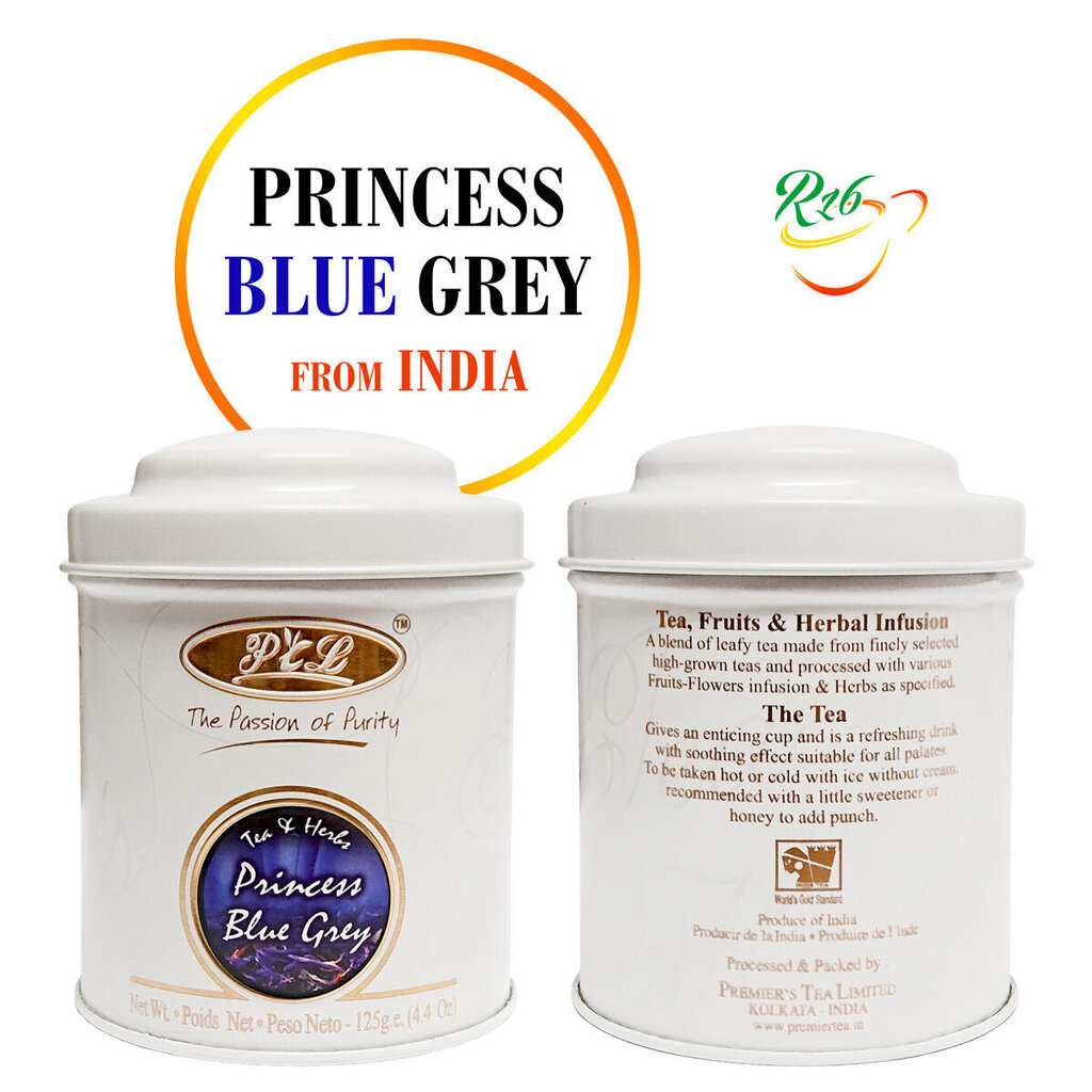 Princess Blue (Earl) Grey Black tea - Eksklusiivne India must lahtiste lehtede tee bergamoti, kroonlehtede ja puuviljatükkidega, Premier, 125g hind ja info | Tee | kaup24.ee