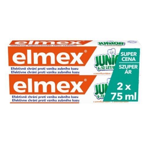 Lastele mõeldud hambapasta Elmex Junior Duopack 2 x 75 ml hind ja info | Suuhügieen | kaup24.ee
