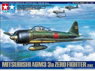 Сборнaя модель для склеивания Tamiya - Mitsubishi A6M3/3a Zero Fighter, 61108 цена и информация | Конструкторы и кубики | kaup24.ee