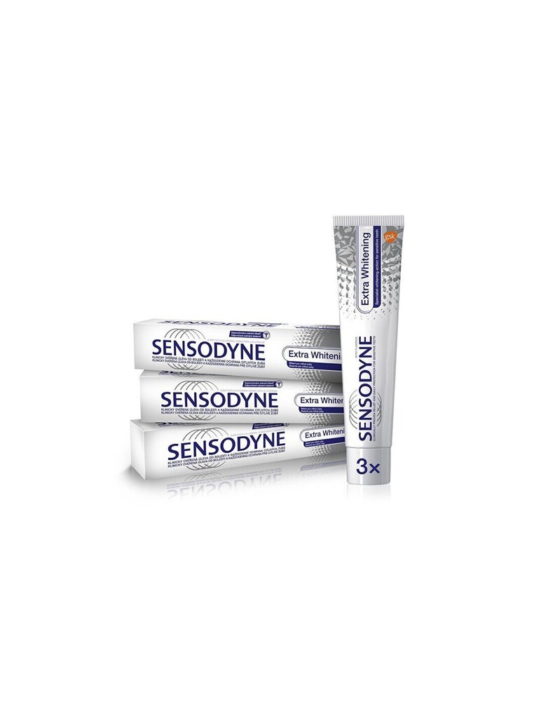 Valgendav hambapasta Sensodyne Extra Whitening Tripack, 3 x 75 ml hind ja info | Suuhügieen | kaup24.ee