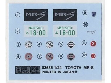 Fujimi - Toyota MR-S S Edition, 1/24, 03535 цена и информация | Klotsid ja konstruktorid | kaup24.ee