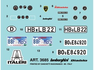 Italeri - Lamborghini Diablo, 1/24, 3685 hind ja info | Klotsid ja konstruktorid | kaup24.ee