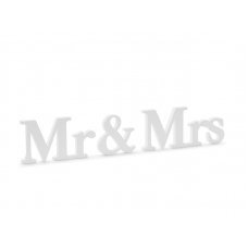Puidust lauakaunistus "Mr & Mrs" (9,5 x 45 cm) hind ja info | Peokaunistused | kaup24.ee