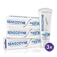 Sensodyne Hambapasta tundlikele hammastele Rapid 3 x 75 ml цена и информация | Для ухода за зубами | kaup24.ee