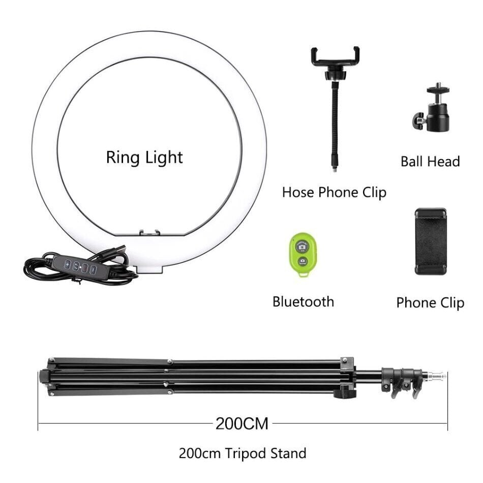LED rõngasvalgusti kontrolleri ja alusega, 26 cm hind ja info | Fotovalgustuse seadmed | kaup24.ee