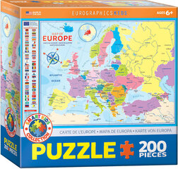 Пазл Eurographics, 6200-5374, Map of Europe, 200 шт. цена и информация | Пазлы | kaup24.ee