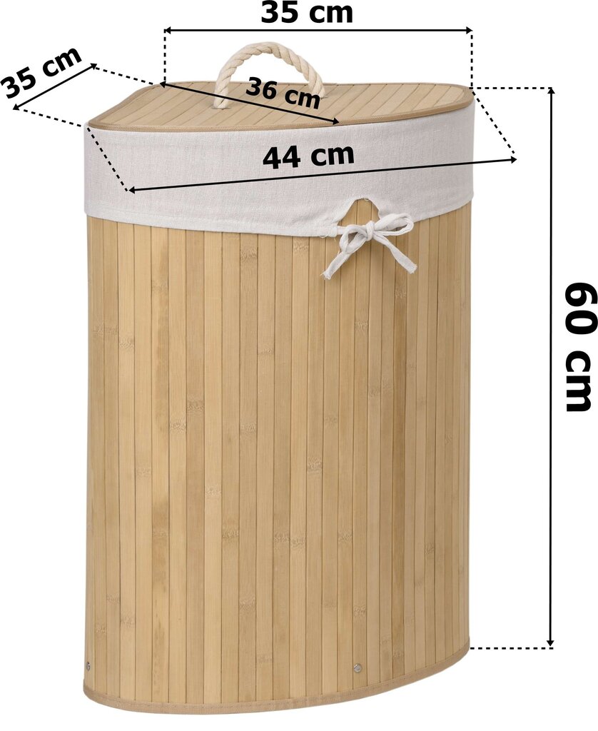 Bambusest pesukorv 60L naturaalset puiduvärvi hind ja info | Vannitoa sisustuselemendid ja aksessuaarid | kaup24.ee