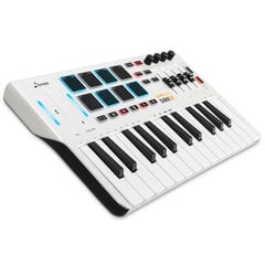 Donner DMK 25 Контроллер MIDI-клавиатуры Музыкальный мини-ключ с 8 барабанными пэдами с подсветкой, 4 регуляторами 4 фейдерами управления MIDI-контроллером BLACK цена и информация | Клавишные музыкальные инструменты | kaup24.ee