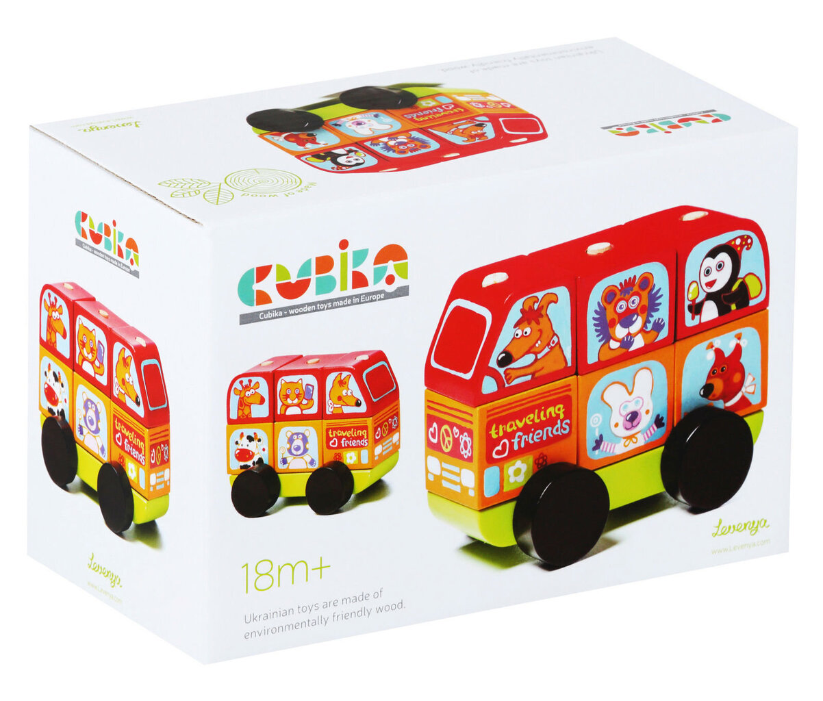 Puidust Buss lemmikloomadega, 7 detaili hind ja info | Imikute mänguasjad | kaup24.ee