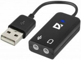 USB helikaart Defender AUDIO-USB, USB (M) - 2 x 3.5 mm (F) - hind ja info | USB jagajad, adapterid | kaup24.ee