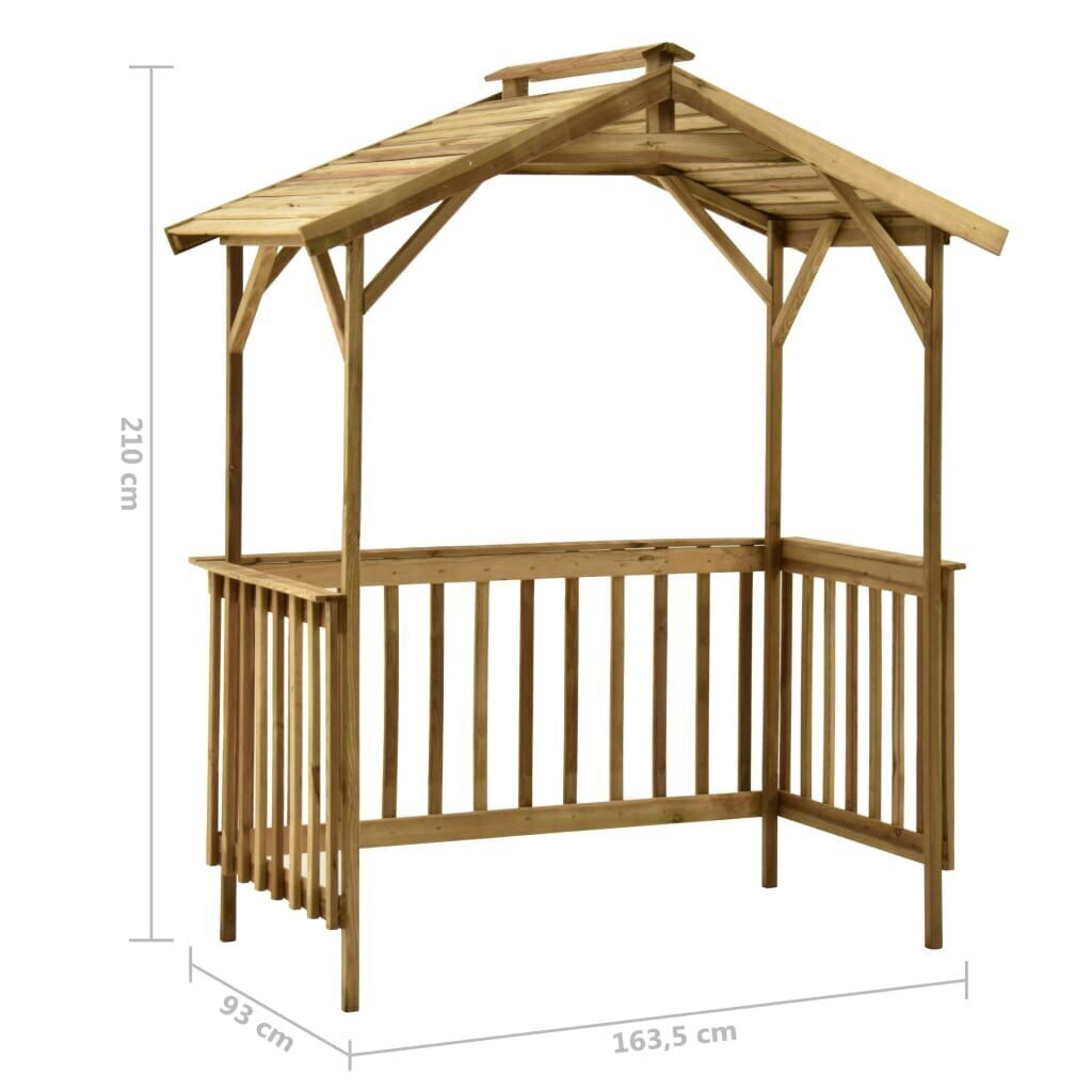 vidaXL grillikuur, 163,5x93x210 cm, immutatud männipuit цена и информация | Päikesevarjud, markiisid ja alused | kaup24.ee