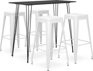 Набор мебели для бара vidaXL из 5 предметов, черный и белый цена и информация | Комплекты мебели для столовой | kaup24.ee