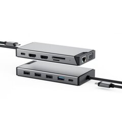 ALOGIC Dual USB-C Super Hub Концентратор 10-в-1 Dual HDMI 4K @ 60 Гц, серый цена и информация | Адаптеры и USB-hub | kaup24.ee