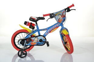 Laste jalgratas Dino bikes Superman 14", sinine/punane/kollane hind ja info | Jalgrattad | kaup24.ee