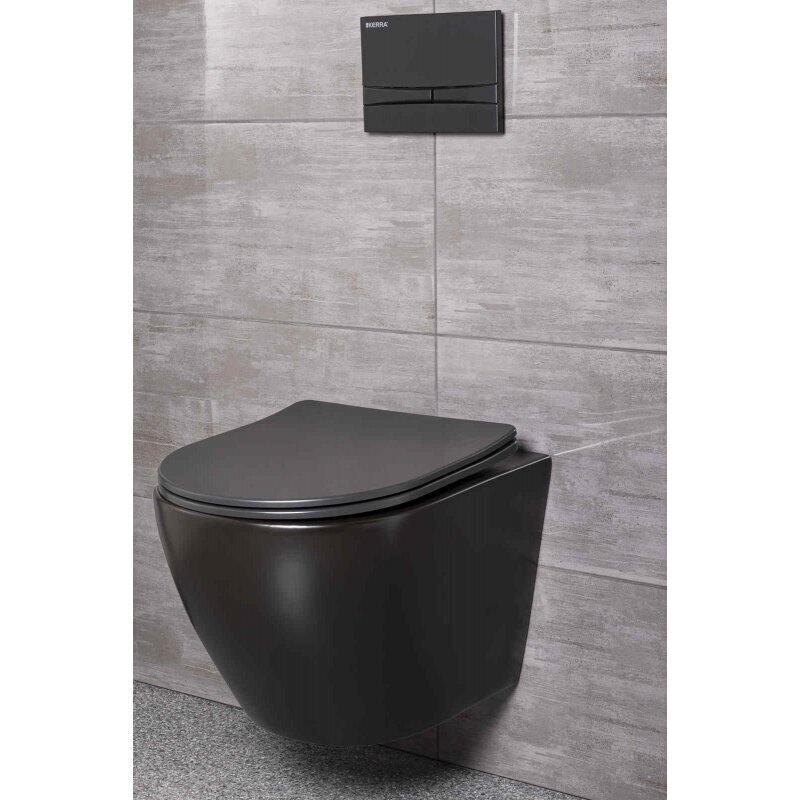 Peidetud WC-poti komplekt Kerra Delos BLM/Adriatic Black koos wc-poti ja nupuga цена и информация | WС-potid | kaup24.ee