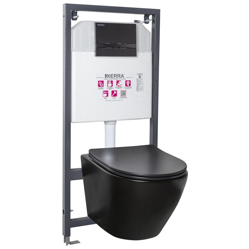 Peidetud WC-poti komplekt Kerra Delos BLM/Adriatic Black koos wc-poti ja nupuga цена и информация | WС-potid | kaup24.ee