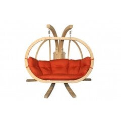 Двухместное деревянное подвесное кресло Swing Pod XL с подставкой + красная подушка; цена и информация | Садовые стулья, кресла, пуфы | kaup24.ee