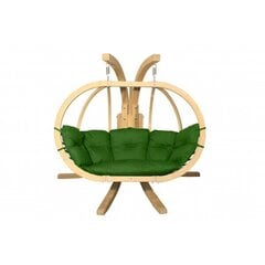 Двухместное деревянное кресло с подставкой Swing Pod XL + зеленая подушка цена и информация | Уличные cтулья | kaup24.ee