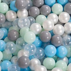 Детская площадка с квадратным бассейном для шариков KiddyMoon Foam (300 шариков), Версия 6, темно-голубой: перламутровый/серый/прозрачный/светло-голубой/мятный цвет цена и информация | Игрушки для малышей | kaup24.ee