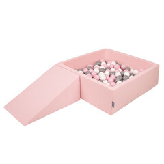Детская площадка KiddyMoon Foam с квадратным бассейном для шариков (100 шариков), клин, розовый: белый/серый/розовая пудра цена и информация | Игрушки для малышей | kaup24.ee