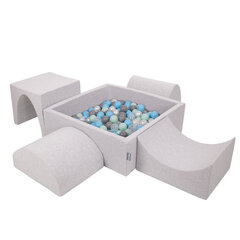 Детская площадка с квадратным бассейном для шариков KiddyMoon Foam (200 шариков), Версия 1, светло-серый: перламутровый/серый/прозрачный/светло-голубой/мятный цвет цена и информация | Игрушки для малышей | kaup24.ee