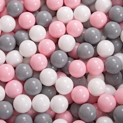 Детская площадка KiddyMoon Foam с квадратным бассейном для шариков (100 шариков), клин, светло-серый: белый / серый / розовая пудра цена и информация | Игрушки для малышей | kaup24.ee