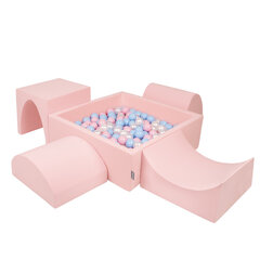 Детская площадка KiddyMoon Foam с квадратным бассейном для шариков (300 шариков), версия 1, розовый: светло-голубой / розовая пудра / перламутровый цена и информация | Игрушки для малышей | kaup24.ee
