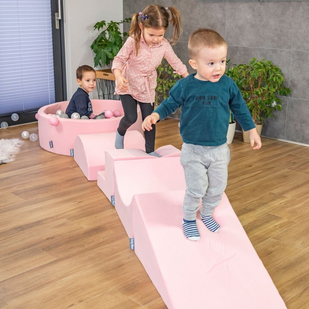 Kiddymoon Vahtplastist Mänguväljak Lastele Ümmarguse Pallimerega (300 Palli), Versioon 5, roosa:puuderroosa/pärl/läbipaistev hind ja info | Imikute mänguasjad | kaup24.ee