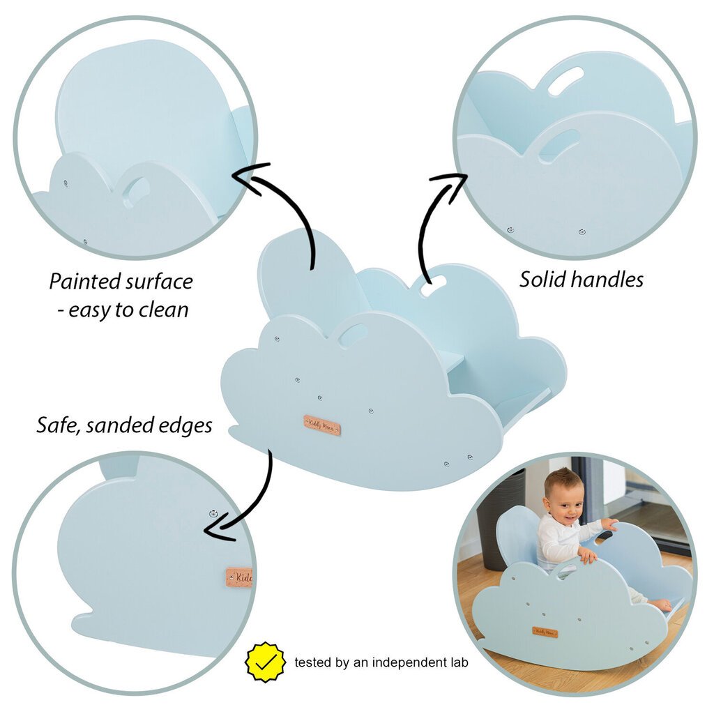 Multifunktsionaalne puidust kiiktool pilv KiddyMoon WR-002, sinine hind ja info | Kiiged | kaup24.ee