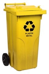 Контейнер для мусора 120 л, желтый цена и информация | Мусорные баки | kaup24.ee