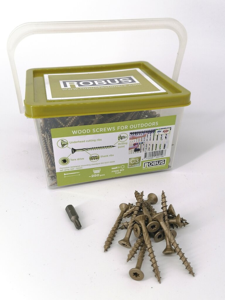 Puidukruvid välitöödeks, torx, C3, 5,0 x 40/24, 250 tk цена и информация | Kinnitusvahendid | kaup24.ee