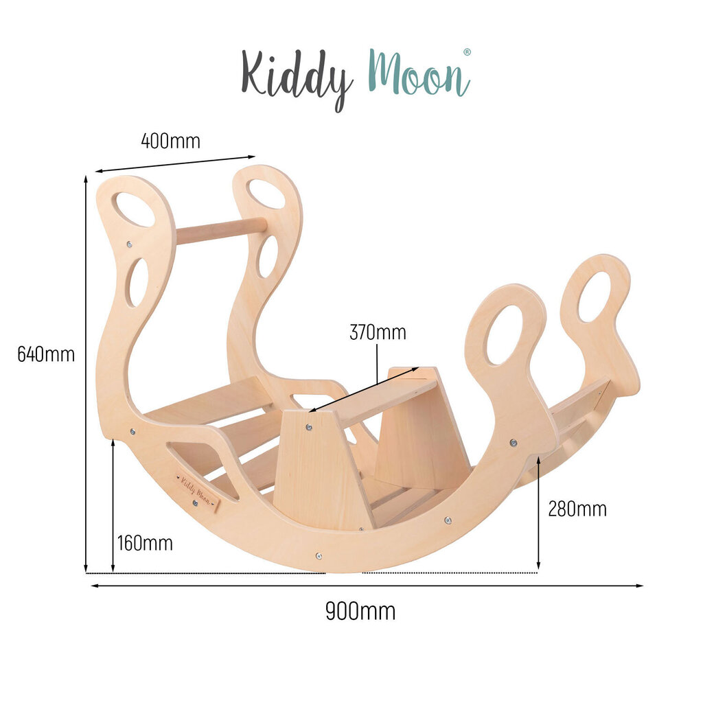 Multifunktsionaalne puidust kiiktool KiddyMoon WR-001, hall hind ja info | Kiiged | kaup24.ee