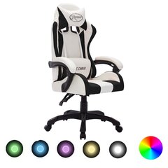 vidaXL mänguritool RGB LED-tuledega, valge ja must, kunstnahk цена и информация | Офисные кресла | kaup24.ee